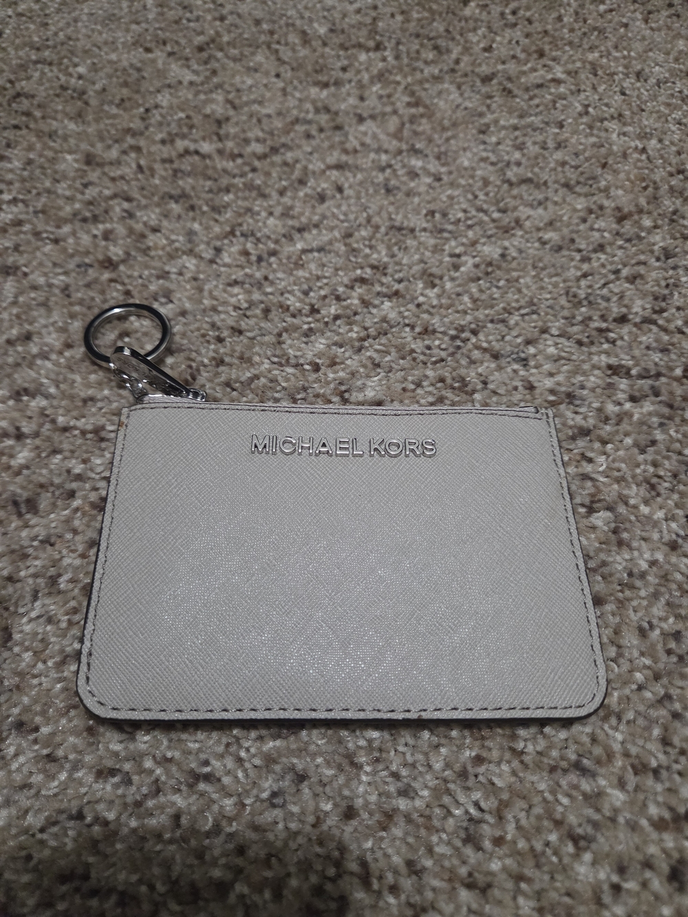 Michael Kors Cream Leather Card Holder Keychain